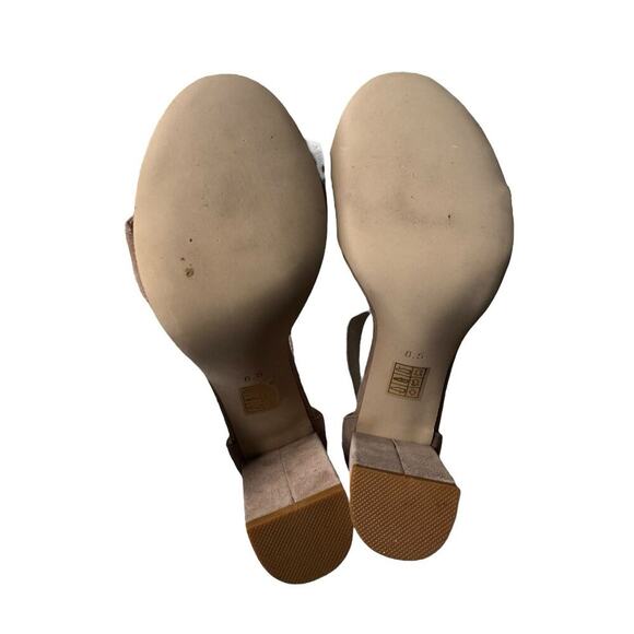 JEFFREY CAMPBELL Lindsay Ankle Strap Sandals w Block Heel Suede Taupe Size 8.5 - Picture 7 of 8